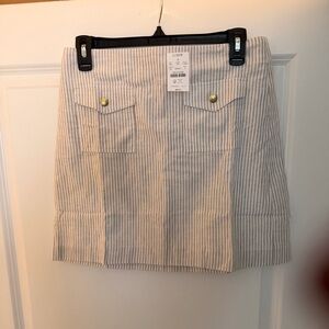 J. Crew Striped Mini Skirt with Buttoned Pockets